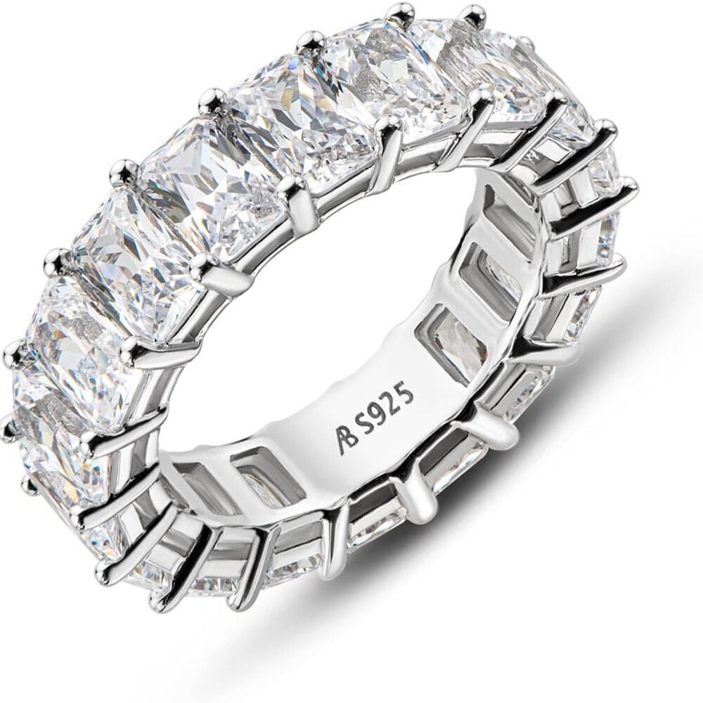 Sterling Silver Eternity Ring For Women Cubic Zirconia Engagement Wedding
